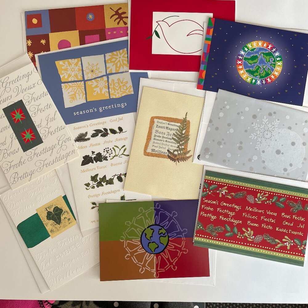 UNICEF Lot of Assorted Holiday Greeting Cards 11 Cards + 12 Env 8” x 5.5” NEW